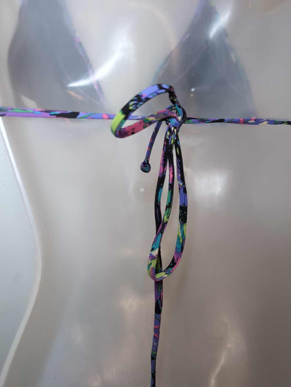 Tigerlily Tara Triangle Bikini Top in Neon Jungle Black Mesh Halter US Size 6 - Picture 7 of 12